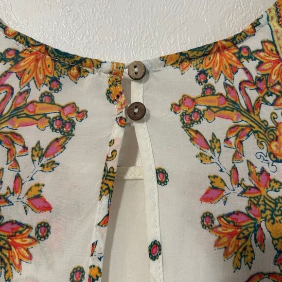Free People Intimately Boho Floral Paisley Swing Tank Top SZ S Cream Multicolor - Picture 5 of 5